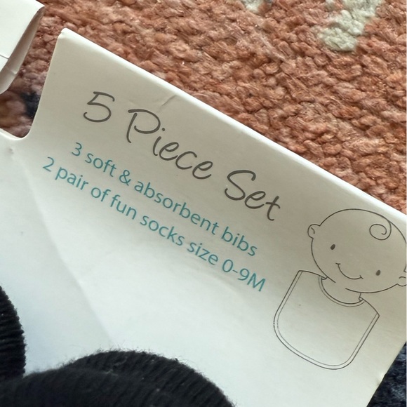 Baby girl Boho baby socks,Yellow and Black Socks with Daisy Design,FLORAL•••NWT - Picture 3 of 3